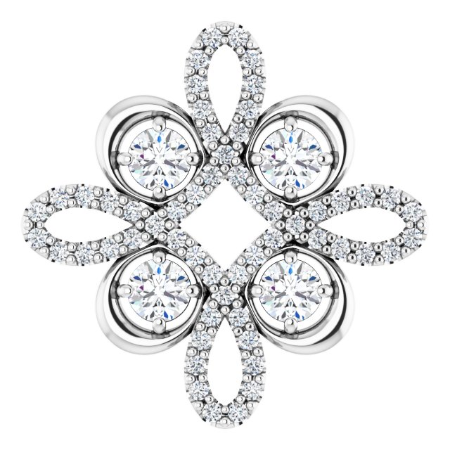 14K White 3/8 CTW Natural Diamond Clover Pendant